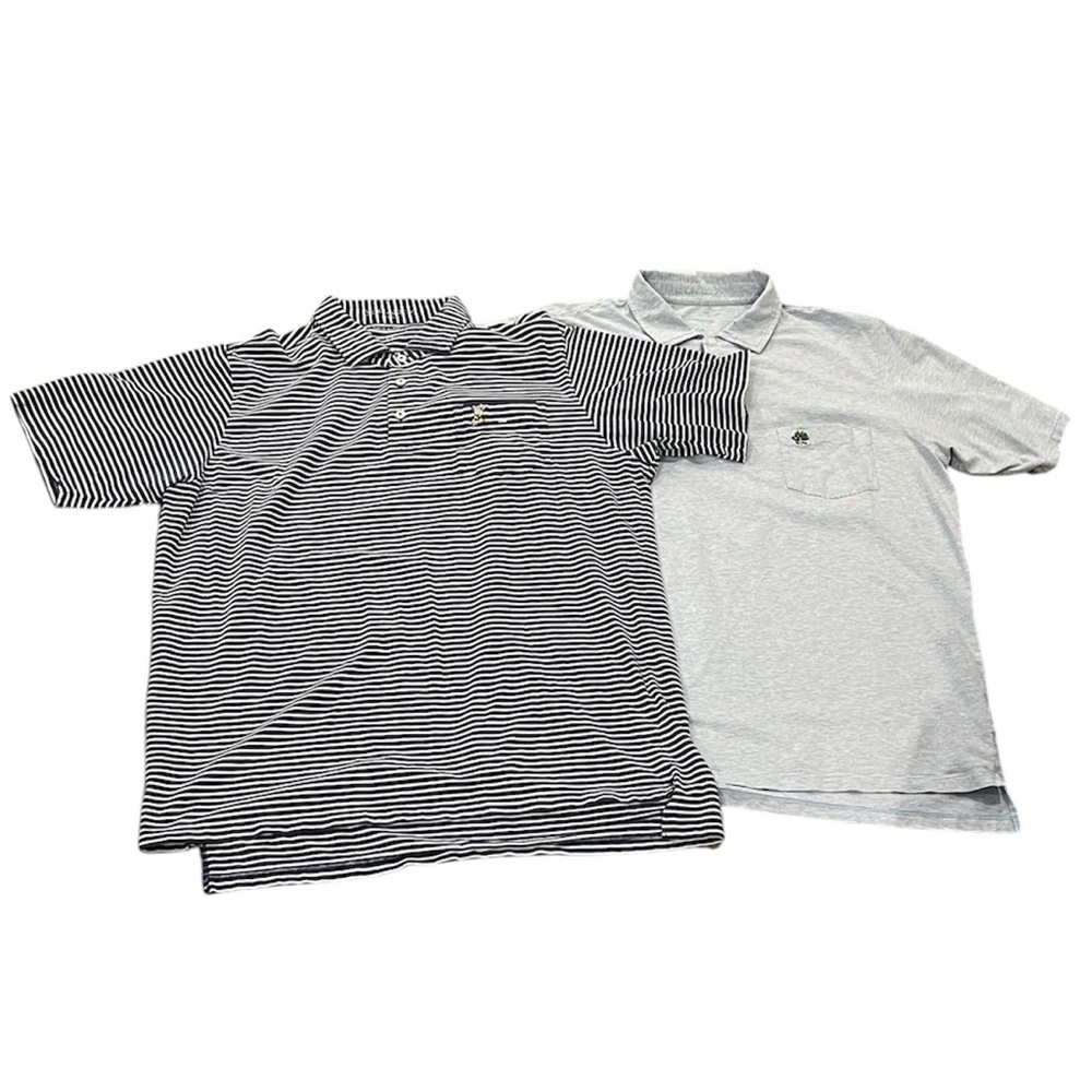 B Draddy lot of two pima cotton stripe polo golf shirts size Medium